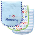 hot sall 100% cotton manufacture letter i love mommy blue stripe fancy baby bibs